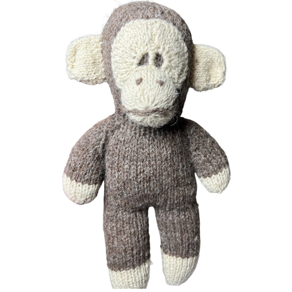 Vintage Irish Hand Knit Wool‎ Monkey Stuffed Toy Cleo Ltd Dublin 12"